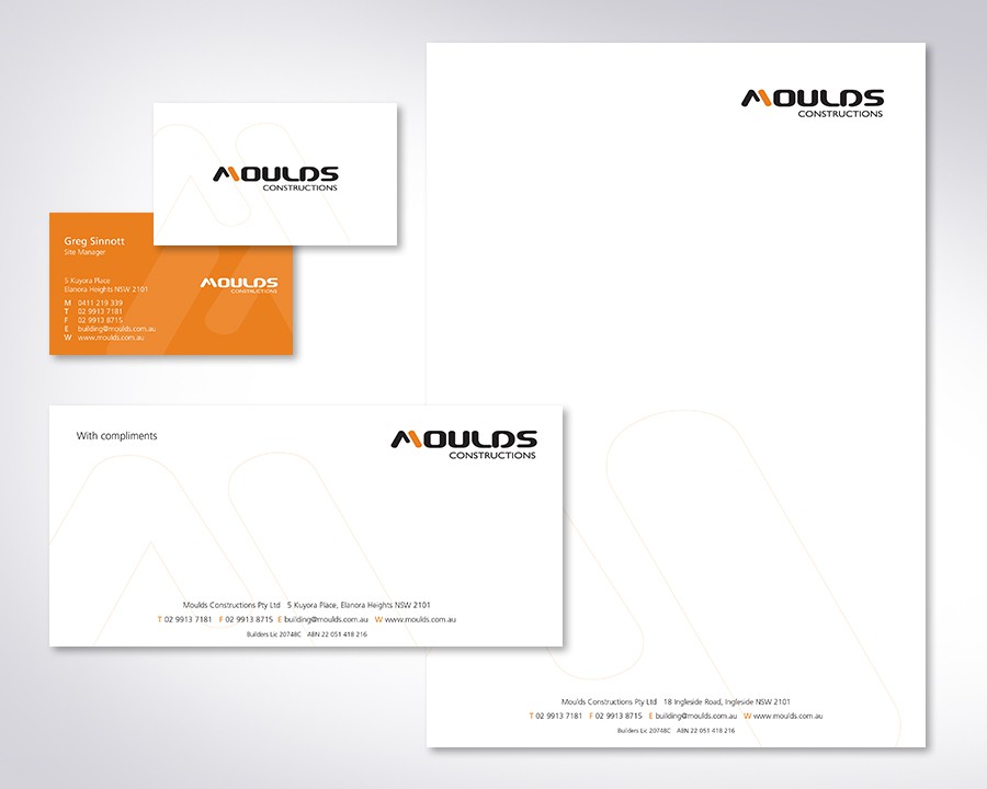 Moulds Construction logo and stationery