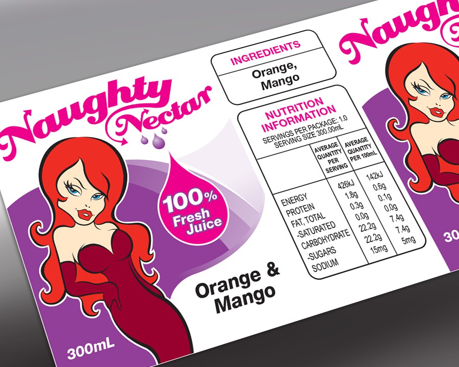 Naughty Nectar label design and illustration